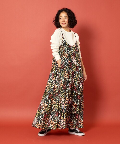 「Freada」 キャミソールワンピース ONE SIZE レッド レディースの画像