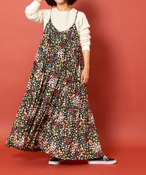 「Freada」 キャミソールワンピース ONE SIZE レッド レディースの画像
