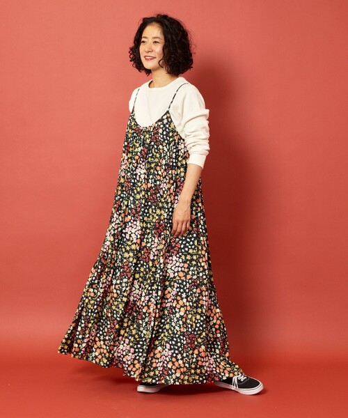 「Freada」 キャミソールワンピース ONE SIZE レッド レディースの画像