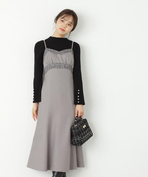 「PROPORTION BODY DRESSING」 キャミソールワンピース MEDIUM グレー レディース_画像4