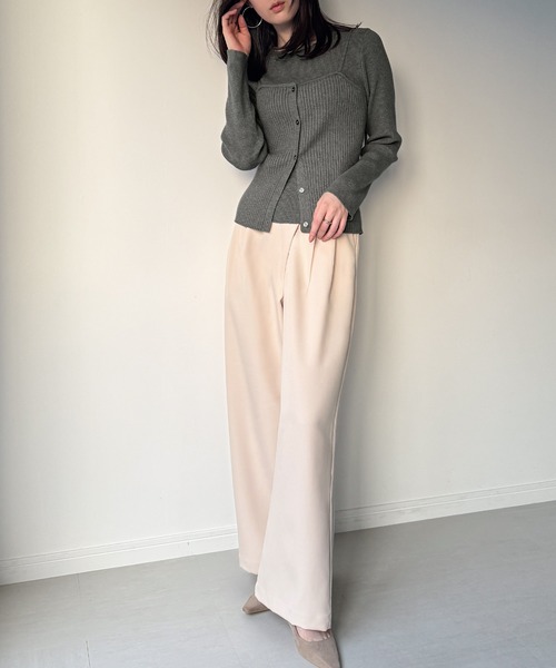 「JUNOAH」 ニットアンサンブル LARGE グリーン レディース_画像3