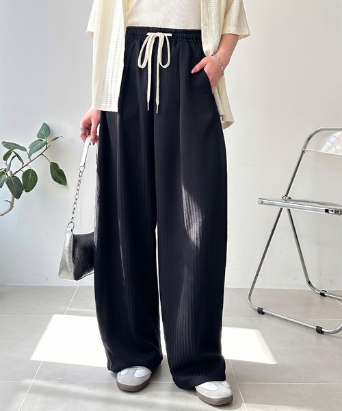 478 PGG 定価35,200円 レディース パンツ ストライプ サイズ1 M GeeRA（ジーラ） ワイドパンツ パンツ 「S-XLサイズ展開」さらっと着