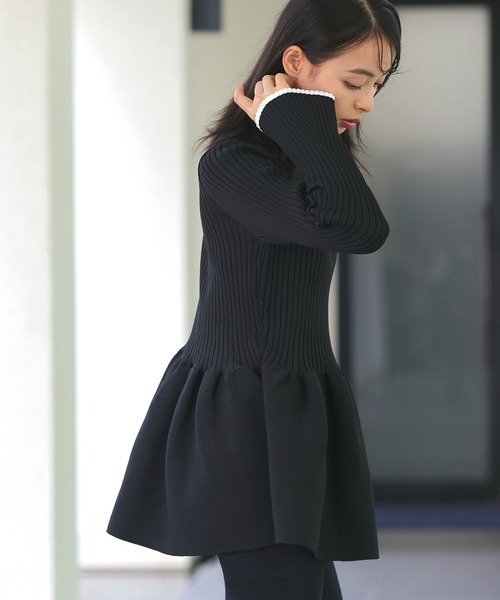 「RUIRUE BOUTIQUE」 長袖ニット M ホワイト×ブラック レディース_画像5