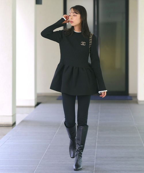 「RUIRUE BOUTIQUE」 長袖ニット M ホワイト×ブラック レディース_画像6