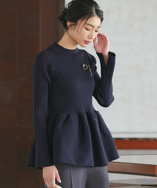 「RUIRUE BOUTIQUE」 長袖ニット M ホワイト×ブラック レディース_画像9