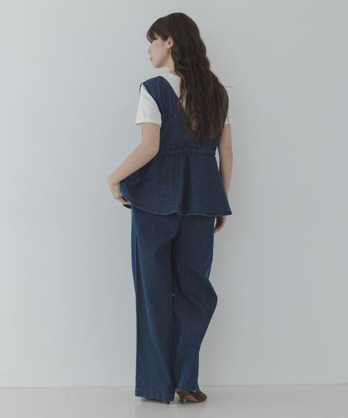 サロペット オーバーオール クロス刺繍ペプラムサロペット レディースの画像