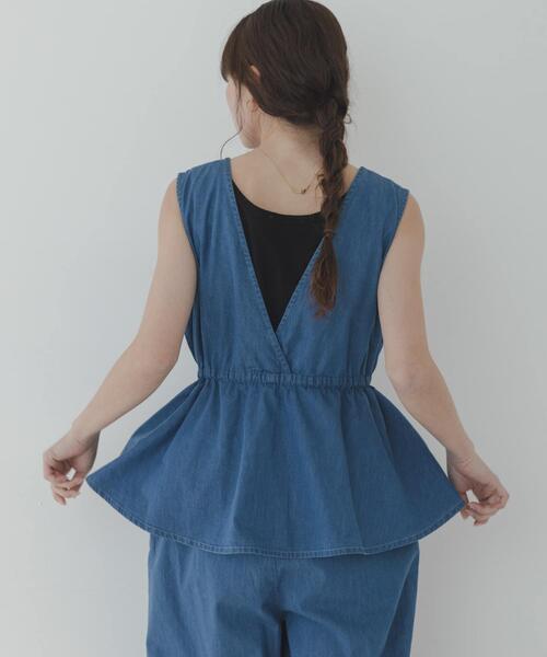 サロペット オーバーオール クロス刺繍ペプラムサロペット レディースの画像