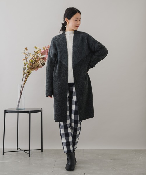 「KATHARINE ROSS」 ニットカーディガン MEDIUM チャコールグレー レディース_画像3