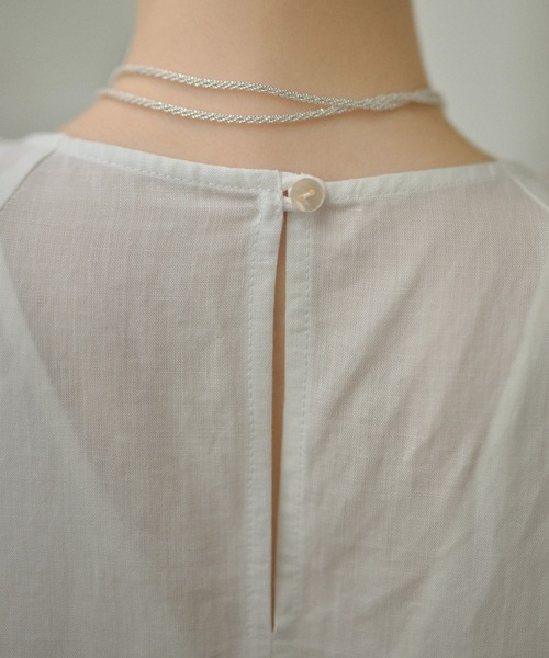 ワンピース Drape front cotton blend long dress /コットンブレンド