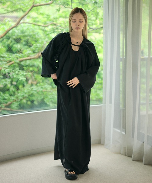 【新品】CRESCENT DUO　ロングワンピース　綿 ワンピース Drape front cotton blend long dress /コットンブレンド