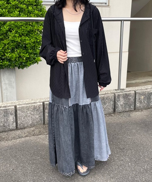 CRB デニムスカート 配色デニムフレアロングスカート : ZOZOTOWN Yahoo