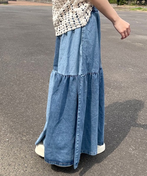 CRB デニムスカート 配色デニムフレアロングスカート : ZOZOTOWN Yahoo