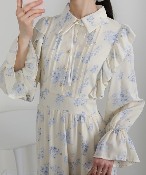 「pumpkin port」 長袖ワンピース M ブルー レディース_画像2
