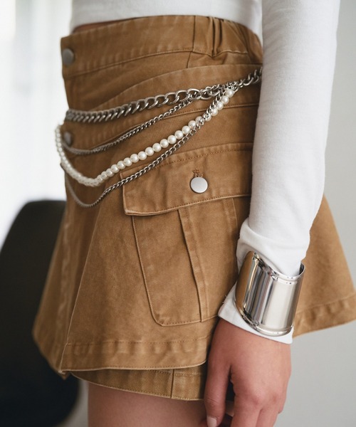 CHAIN BELT PATENT with PEARL チェーンベルト　新品 SOEMIN（ソミン） ベルト Pearl chain belt／パールチェーンベルト