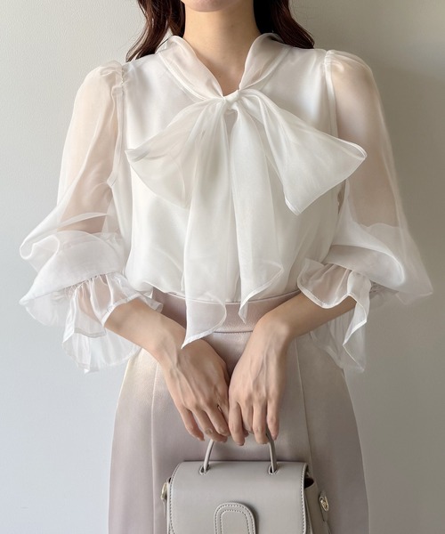 「mipiarl」 長袖ブラウス MEDIUM クリーム レディース_画像2