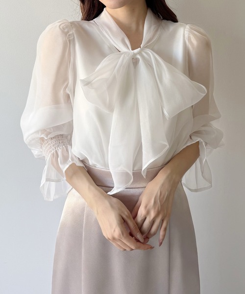 「mipiarl」 長袖ブラウス MEDIUM クリーム レディース_画像4