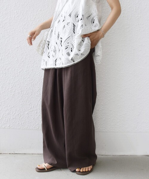 SHIPS（シップス） ワイドパンツ パンツ 「洗濯機可能」ステッチ