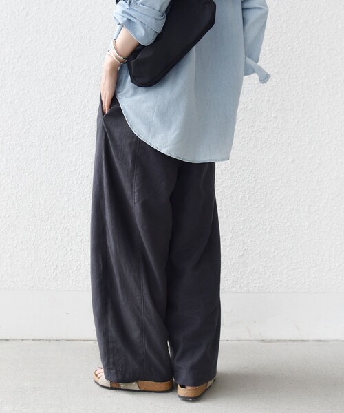 SHIPS（シップス） ワイドパンツ パンツ 「洗濯機可能」ステッチ
