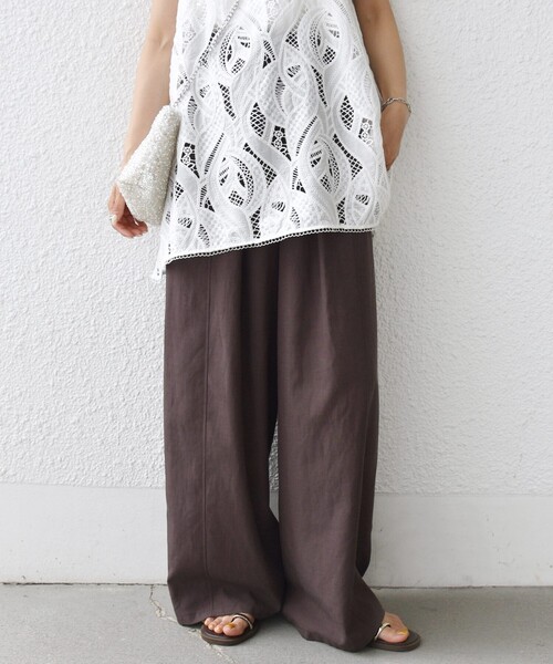 SHIPS（シップス） ワイドパンツ パンツ 「洗濯機可能」ステッチ