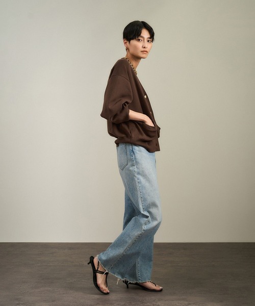「SALON adam et rope'」 ニットカーディガン FREE グレー レディース_画像3