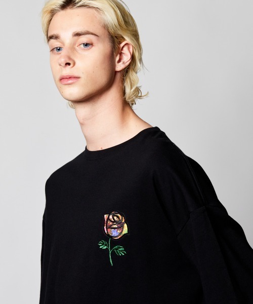 rehacer レアセル カットソー サイズXL rehacer（レアセル） tシャツ rehacer STAND : Flower Rose Wide S/S T