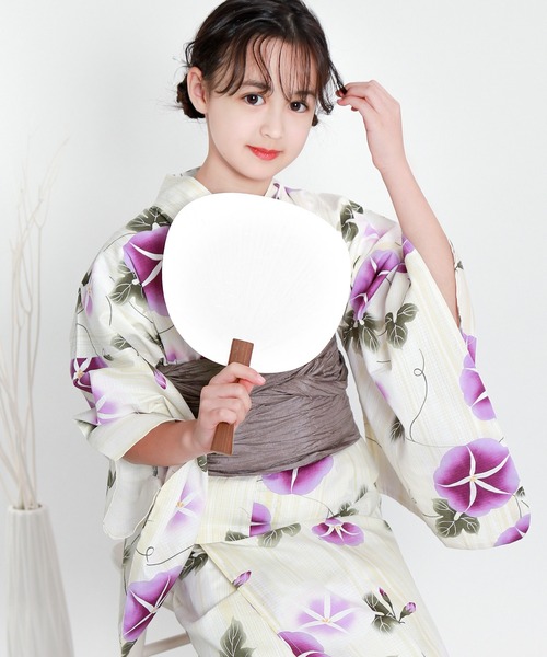 浴衣 簡単着付け セパレート 浴衣 女の子 2点セット( セパレート浴衣 + 帯 ) キッズ 子供 女の子の画像