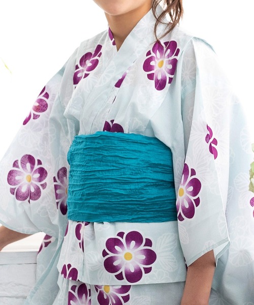 浴衣 簡単着付け セパレート 浴衣 女の子 2点セット( セパレート浴衣 + 帯 ) キッズ 子供 女の子の画像
