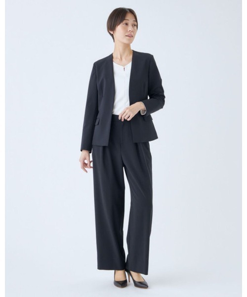 (未使用級)ザスーツカンパニー　ノーカラースーツセットアップ　洗える　ストレッチ SUIT SELECT スーツ 「セットアップ対応」洗えるノーカラー