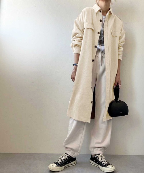 コーデュロイ　ロングシャツ　howdy 細コーデュロイロング丈シャツ [C3964] - レディースファッション通販