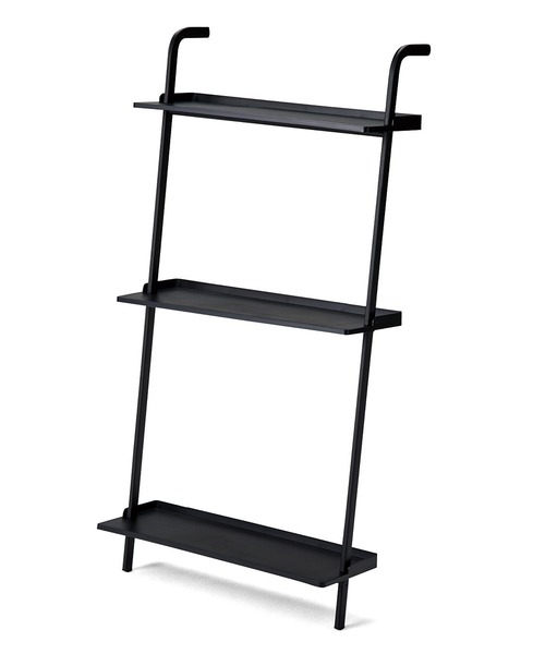 USEDo 家具 壁に立てかけるだけで棚ができる 3段シェルフ「ブラック