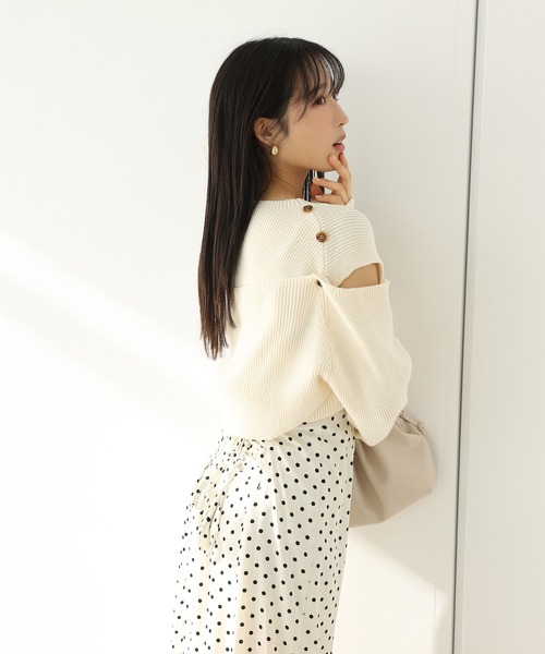 one after another NICE CLAUP ニット ヘルシーな肌見せ 2way肩あき