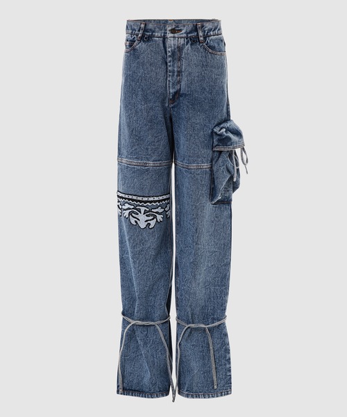 パンツ カーゴパンツ HAND EMBROIDERED DROP WAIST CARGO PANTS