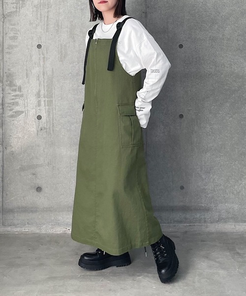 PAGEBOY ワンピース ジャンパースカート カーゴポケットツイル