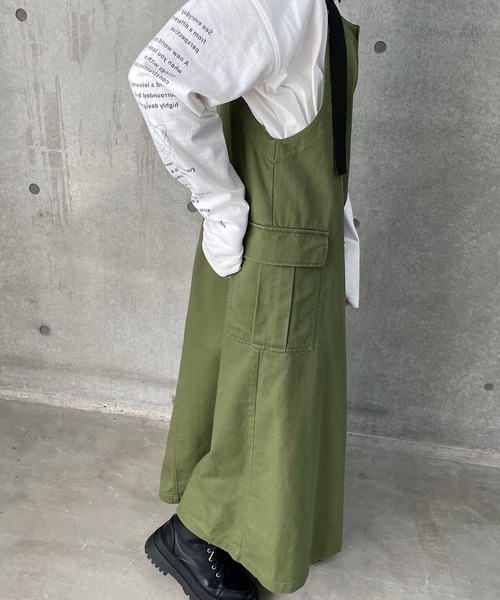 PAGEBOY ワンピース ジャンパースカート カーゴポケットツイル