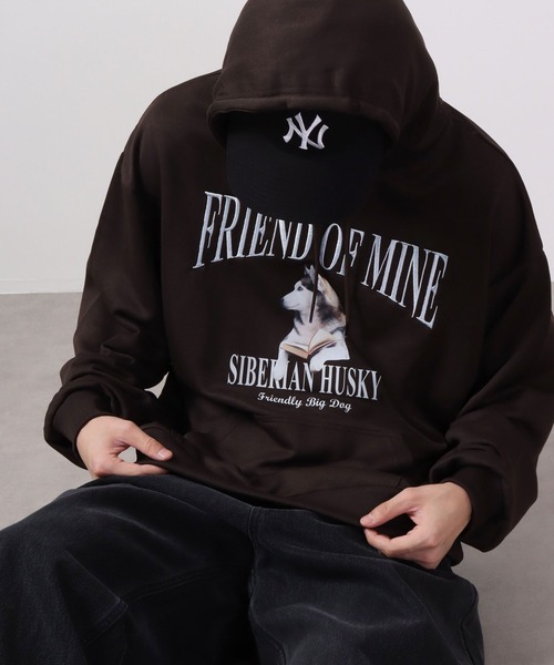 パーカー 「MODISH GAZE」ハスキー犬裏毛プルパーカー レディース メンズ MODISH GAZE パーカー 裏毛 クルーネック 長袖 BIG プルパーカー