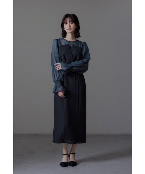 niana（ニアナ） ドレス ビスチェ風ボリュームスリーブシフォンドレス