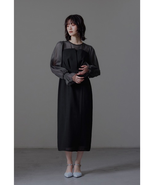 niana（ニアナ） ドレス ビスチェ風ボリュームスリーブシフォンドレス