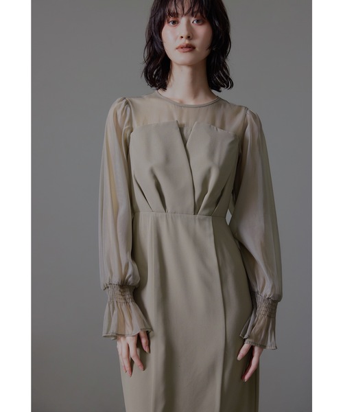 niana（ニアナ） ドレス ビスチェ風ボリュームスリーブシフォンドレス