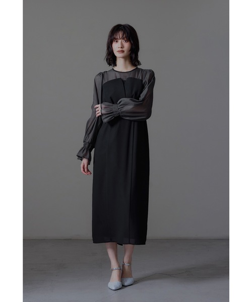 niana（ニアナ） ドレス ビスチェ風ボリュームスリーブシフォンドレス