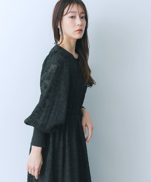 HEYUMM ワンピース ウエストマークシャーリングワンピース