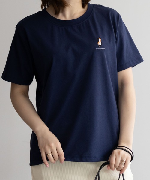 NAVY tシャツ ワンポイントネコ刺繍Tシャツ レディース : ZOZOTOWN