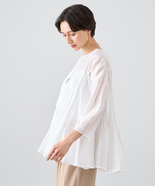 ブラウス シャツ シアーオーガンジーマチフレア ブラウス レディース ANAYI ブラウス シャツ シアーオーガンジーマチフレア