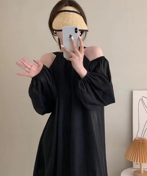 MAISON DE THERESE ワンピース オフショルダー バック紐リボン