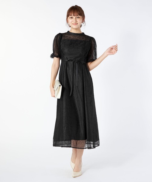 ワンピース 「お呼ばれドレス」タックレースドレス レディース  