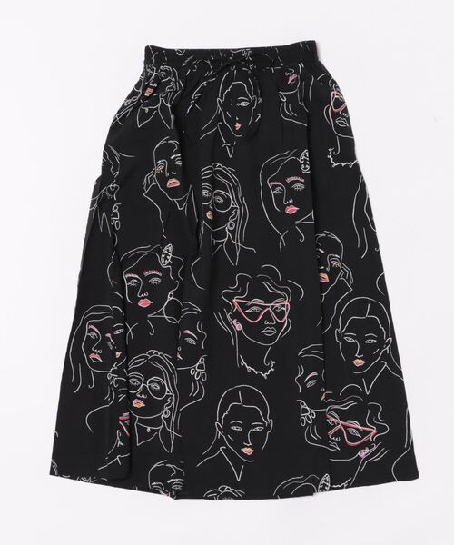 Desigual スカート NANNING フェイスラインアートプリント