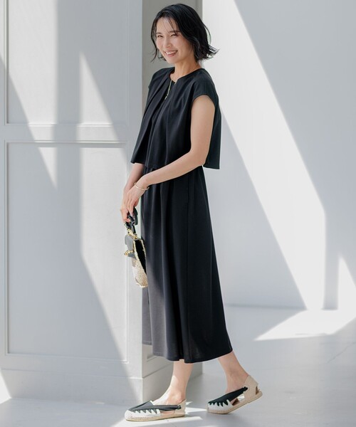 美品　23区　洗える　半袖　ドライコットンジャージー　ワンピース　大きいサイズ 23区 ワンピース 「洗える」ドライコットンジャージー