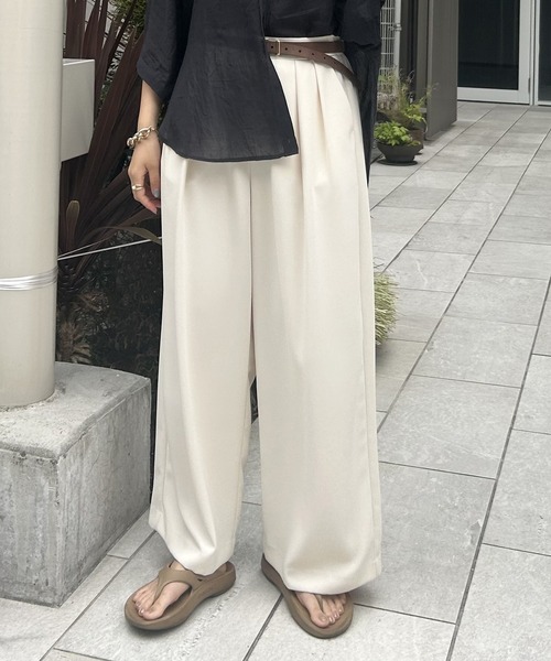ジェナエスパスメルヴェイユ　トロミ2タックワイドパンツ リニューアル】トロミタックワイドパンツ2（その他パンツ