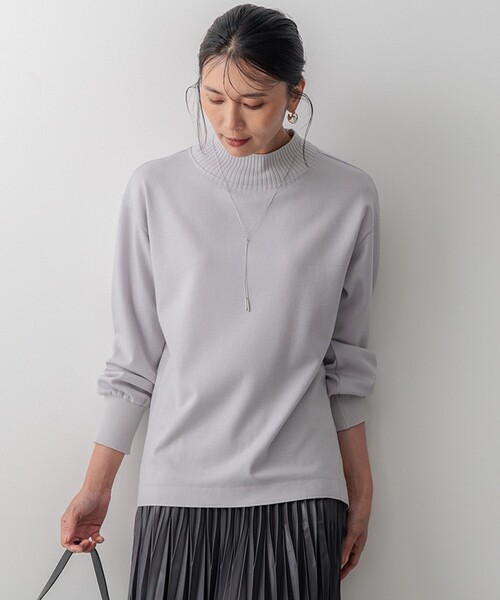 tシャツ 「洗える」ウールミルドジャージー リブデザイン カットソー レディース 23区 tシャツ 「洗える」ウールミルドジャージー リブデザイン