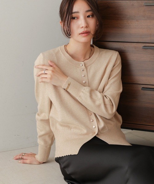 スカラップデザインニットトップス Bab / Bou Jeloud｜スカラップデザインニットカーデ | Rakuten