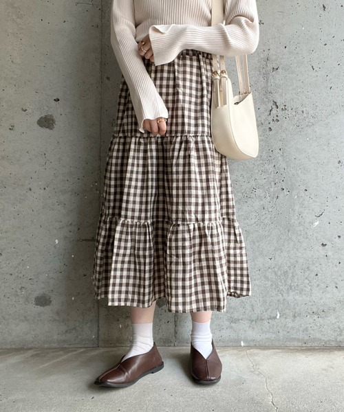 スカート フレンチガーリーチェックティアードスカート : ZOZOTOWN